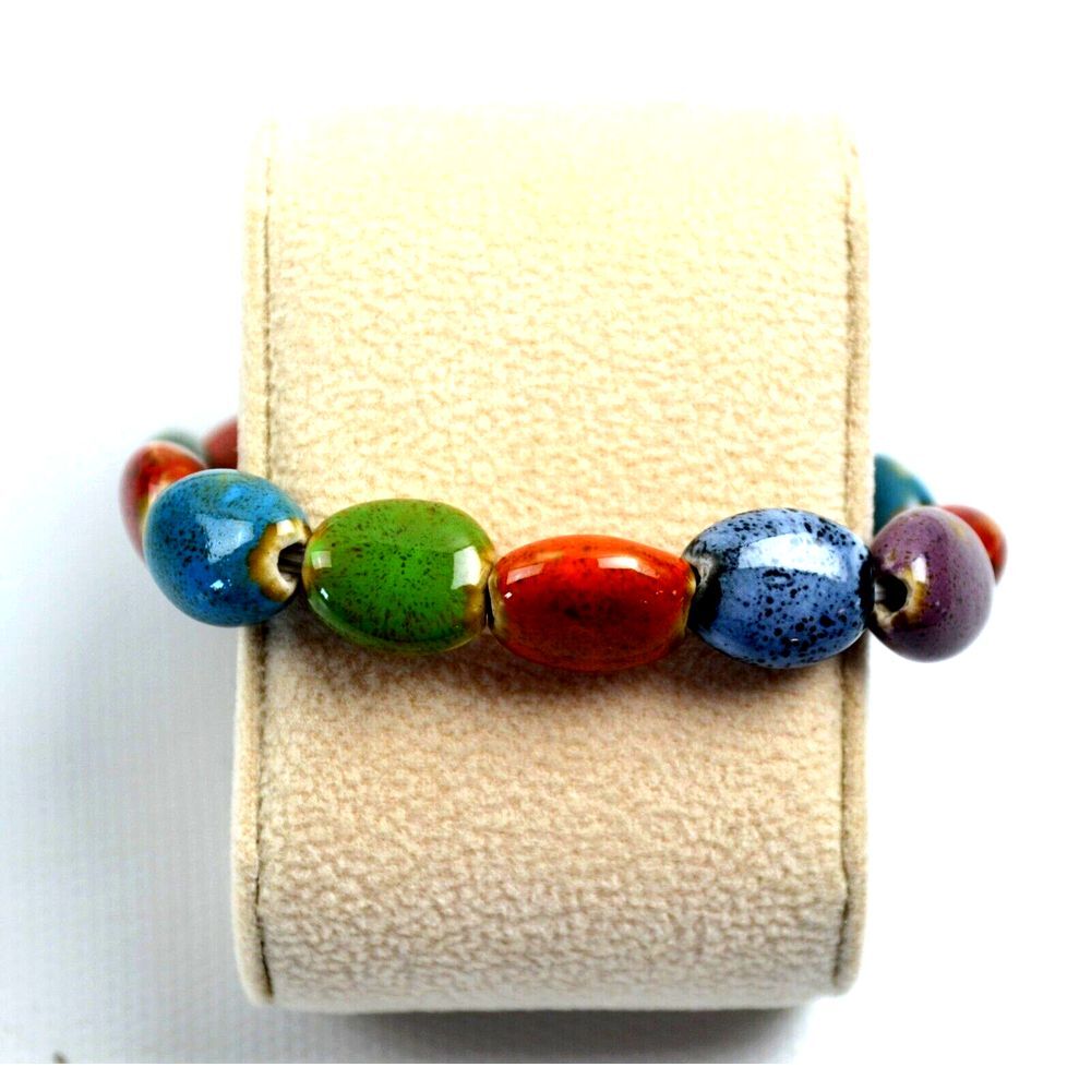 Stretch‎ Bracelet Multi Color Glass Beads 2.5" Across